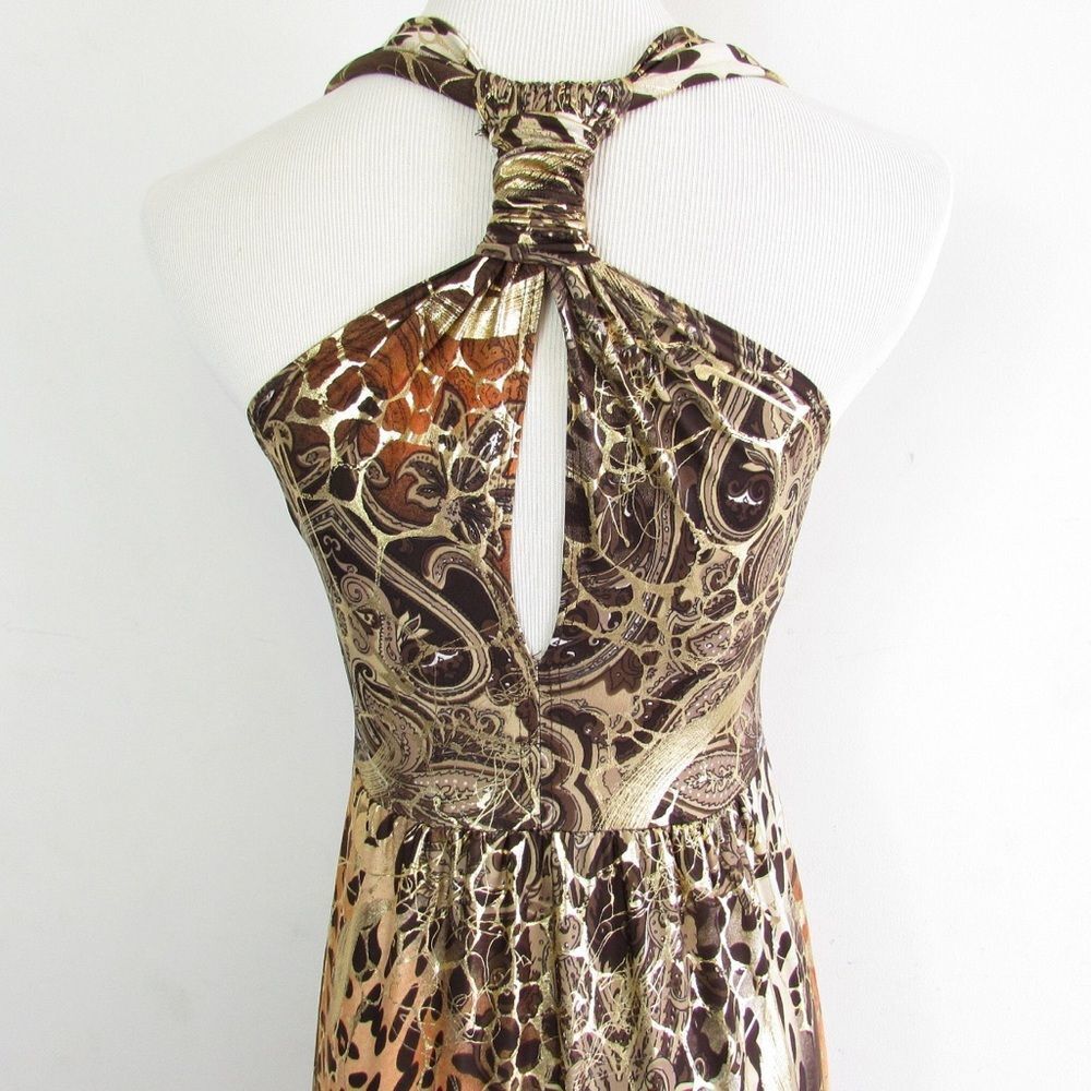 Small Hawaiian Clothing Brown Black Animal Print Full Length Sleeveless Dress - Picture 5 of 8